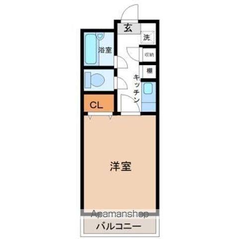 ベルトピア宮崎7(1K/4階)の間取り写真