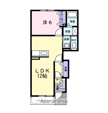 グレイスフルセトルYK(1LDK/1階)の間取り写真
