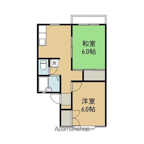 グリーンヒルハイツ(2K/2階)の間取り写真