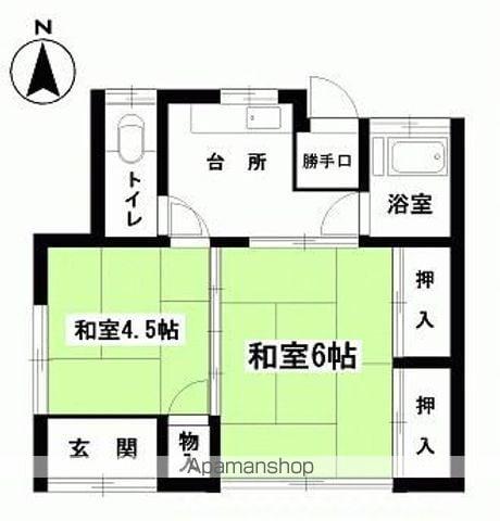 常磐線 植田駅(福島) バス乗車時間：9分 金山バス停で下車 徒歩3分 1階建 築51年(2K)の間取り写真