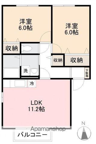 プレスティージュⅡ A・B・C棟(2LDK/1階)の間取り写真