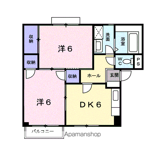 サンハイムB(2DK/2階)の間取り写真
