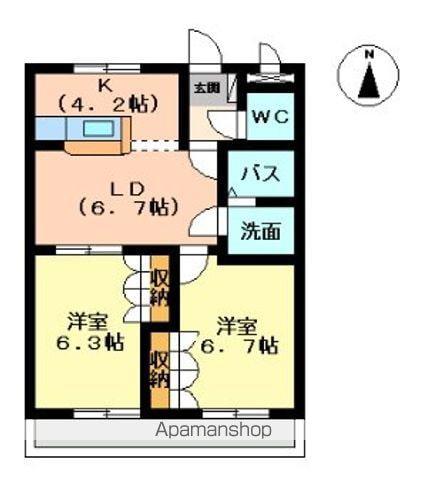 レゾネイト・セゾン51(2LDK/2階)の間取り写真