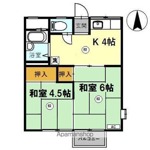 ハイツ水越 A棟(2K/2階)の間取り写真