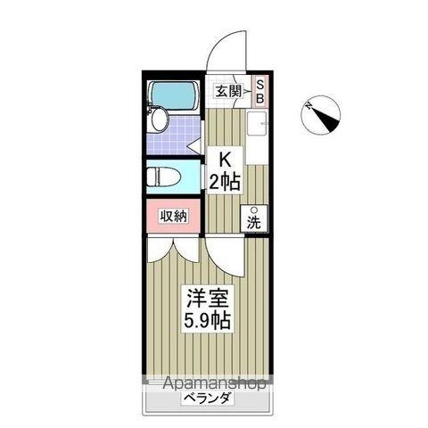 鈴木ハイム(1K/2階)の間取り写真