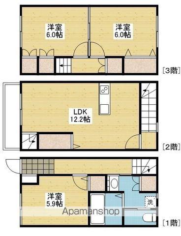 アルト松前 西棟(3LDK/1階)の間取り写真