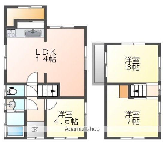 呉線 矢野駅 徒歩20分 2階建 築52年(3LDK)の間取り写真