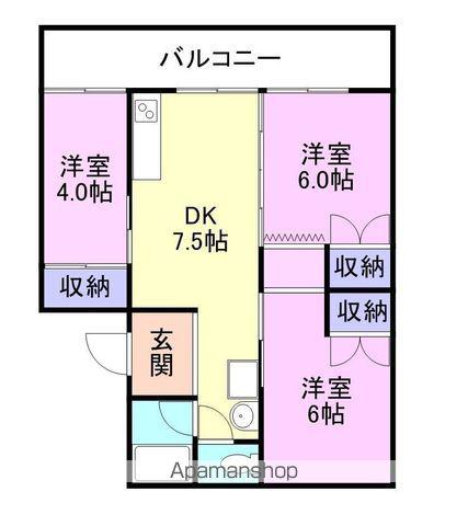 西町コーポ(3DK/1階)の間取り写真