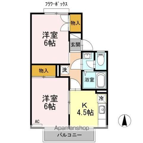 フォーダイヤモンズタウンA(2K/1階)の間取り写真