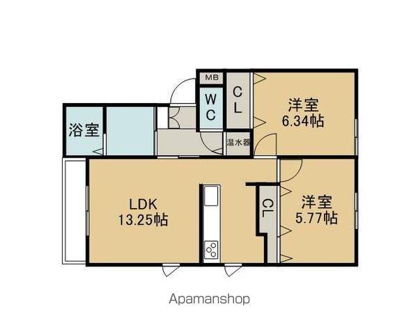 アイランドミドル北陽Ⅲ(2LDK/1階)の間取り写真