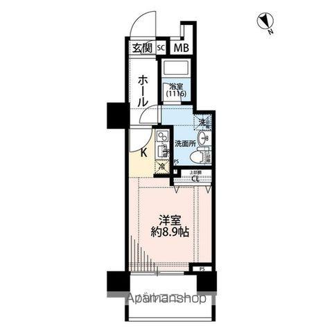 プレール・ドゥーク東新宿Ⅲ(ワンルーム/7階)の間取り写真