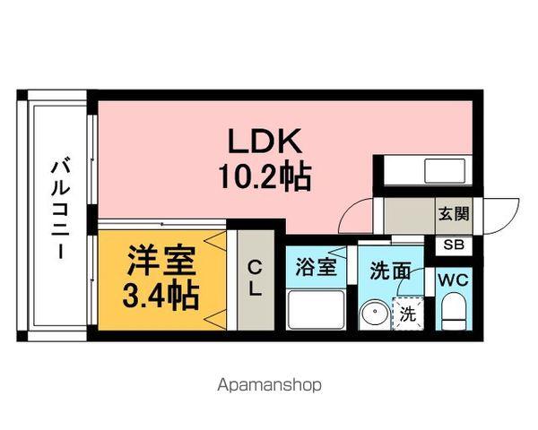 ウィステアリア博多東(1LDK/4階)の間取り写真