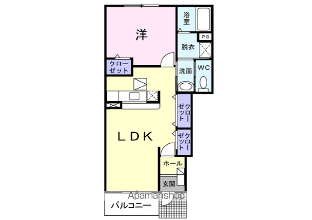 アメーノカーサ(1LDK/1階)の間取り写真