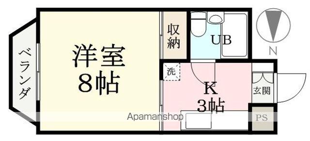 コーポ若草(1K/2階)の間取り写真