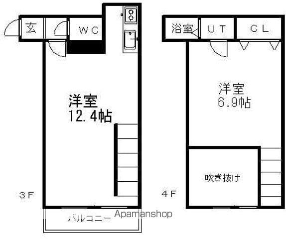 シャリテ澄川Ⅰ(1LDK/2階)の間取り写真