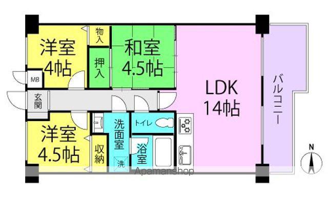 サンロイヤル北園田ブランシュール(3LDK/3階)の間取り写真