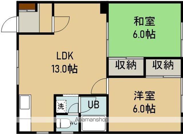 グリーンハイツ2号棟(2LDK/2階)の間取り写真