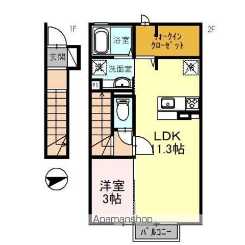 アムール シェノン(1LDK/2階)の間取り写真