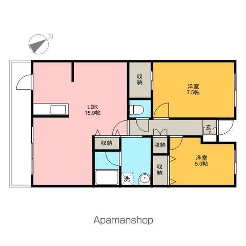 ドゥリーヴピエース(2LDK/1階)の間取り写真