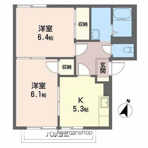 フレグランス福田(2K/2階)の間取り写真