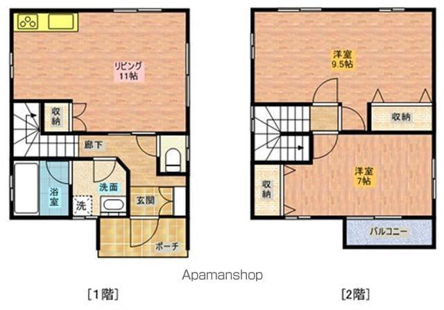 北陸本線 敦賀駅 バス乗車時間：35分 ひばりヶ丘町バス停で下車 徒歩5分 2階建 築20年(2LDK)の間取り写真