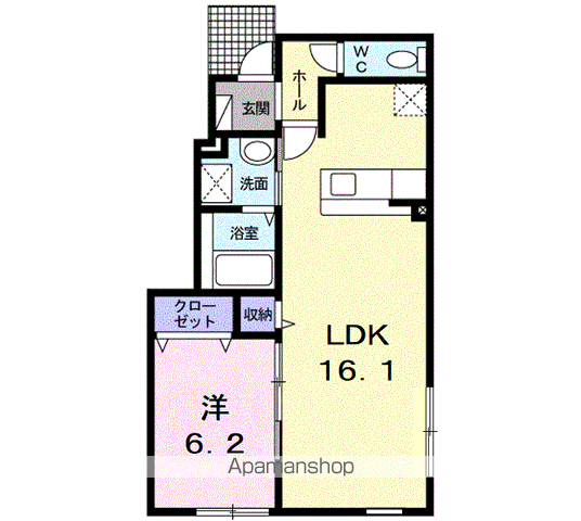 ベルク・ムント(1LDK/1階)の間取り写真