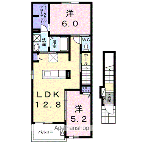 ヴィア ヴィトーリア(2LDK/2階)の間取り写真