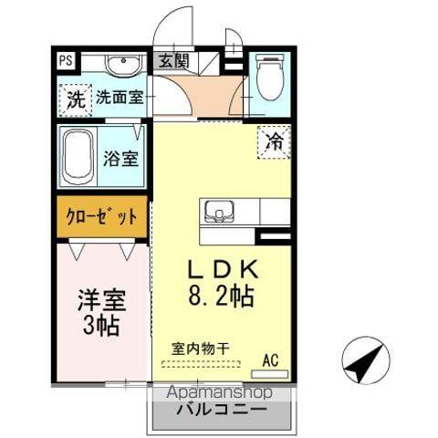 プログレスI A棟(1LDK/2階)の間取り写真