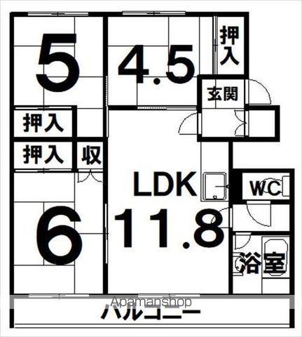 柳町アパートメント 2号棟(3LDK/2階)の間取り写真