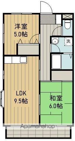 サンライズ西川(2LDK/1階)の間取り写真