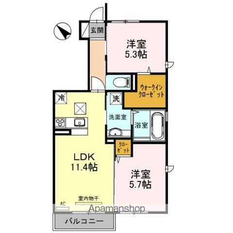 エスポワール(2LDK/1階)の間取り写真