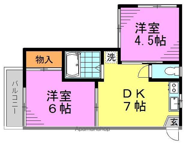 シェモア阿佐ヶ谷(2DK/2階)の間取り写真