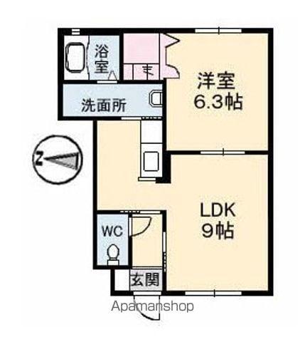 西深津ハイツ(1LDK/1階)の間取り写真