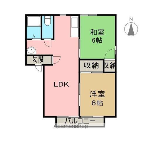 グリーンヒル(2LDK/1階)の間取り写真