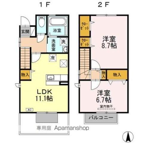 エヴァーグリーン(2LDK/1階)の間取り写真