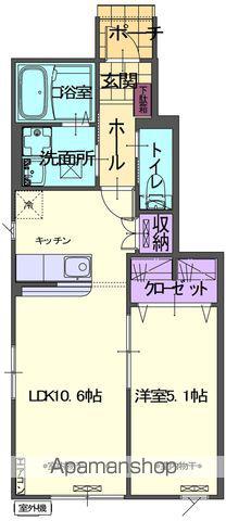 LA ASH Ⅱ(1LDK/1階)の間取り写真
