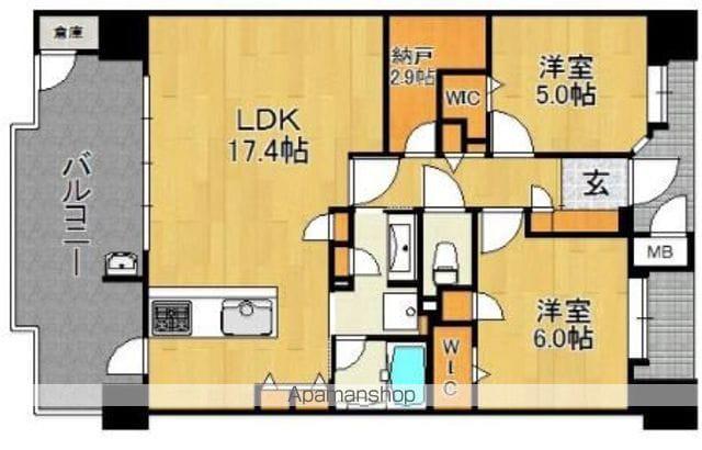 エイルマンション千早駅前ロゼア(2SLDK/18階)の間取り写真