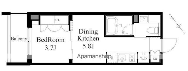 ラティエラ上野入谷(1DK/8階)の間取り写真