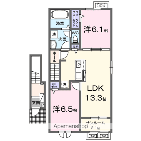TSハウス Ⅳ(2LDK/2階)の間取り写真