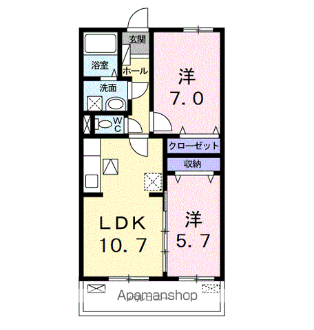アンジュエールⅡ(2LDK/2階)の間取り写真