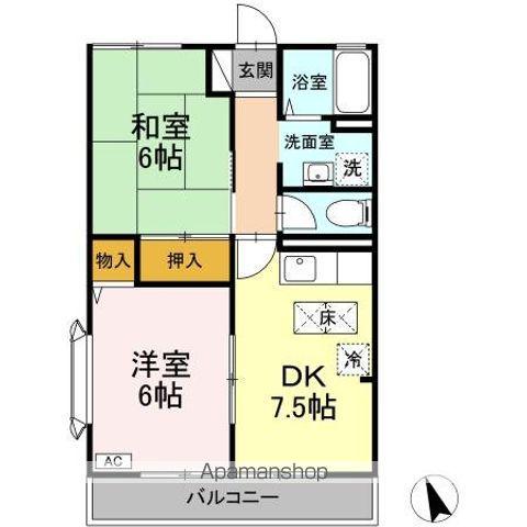 ファミールコート(2DK/1階)の間取り写真