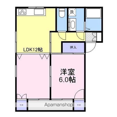 グランデ稲岡Ⅱ(1LDK/1階)の間取り写真