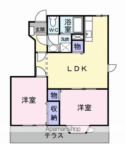 モン・ルポ B(2LDK/1階)の間取り写真