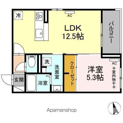DーROOM卸町 Ⅰ(1LDK/2階)の間取り写真