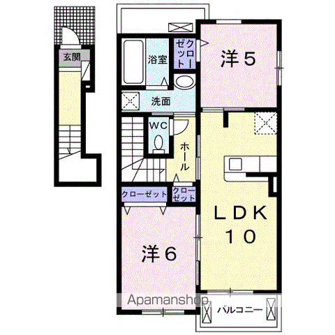 ハイソラーレ Ⅰ(2LDK/2階)の間取り写真