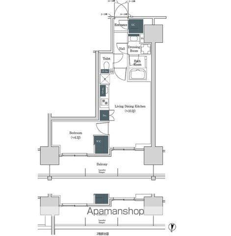 ブルックサイドレジデンス木場(1LDK/9階)の間取り写真