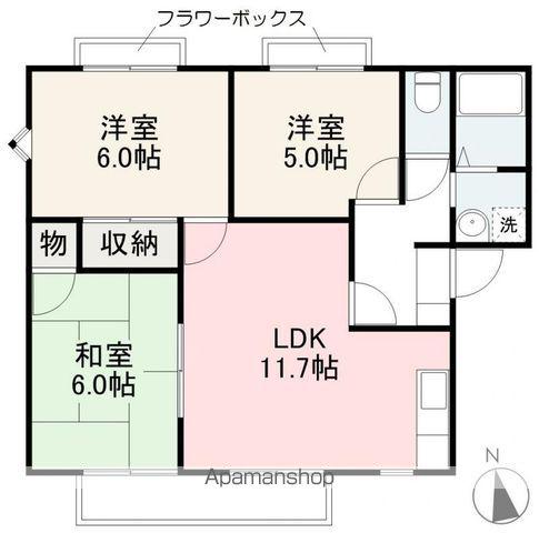 フレグランス木太A・B(3LDK/2階)の間取り写真