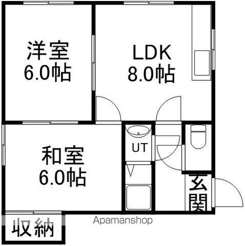 白樺ハイツⅡ(2LDK/1階)の間取り写真