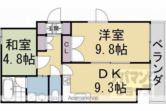 ゴールドハイツ五条(2DK/7階)の間取り写真