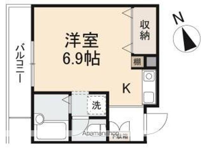シュクレ藤塚(1K/2階)の間取り写真
